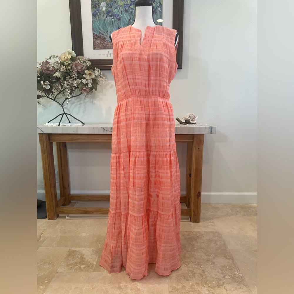 Gal Meets Glam Coral Fiona Tiered Maxi dress - Size 8